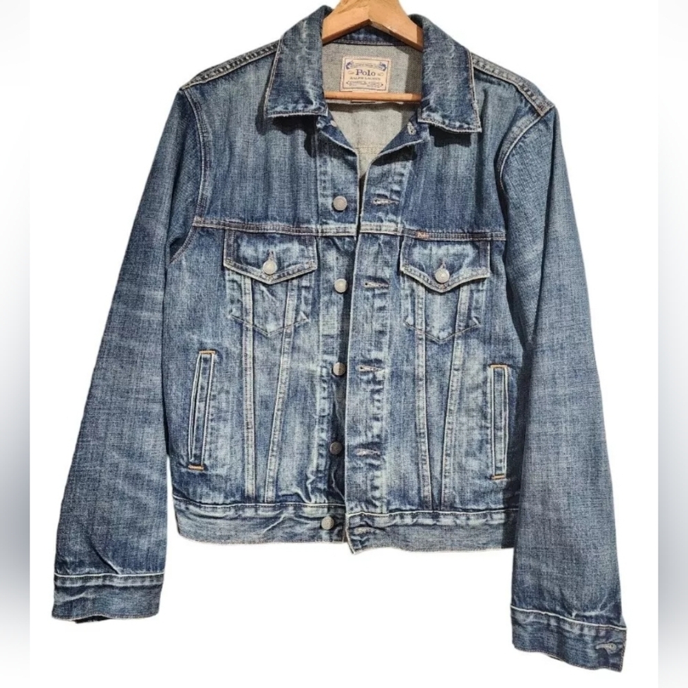 Polo Ralph Lauren Men's Blue Stone Wash Denim Trucker Jacket . Hombre Chaqueta